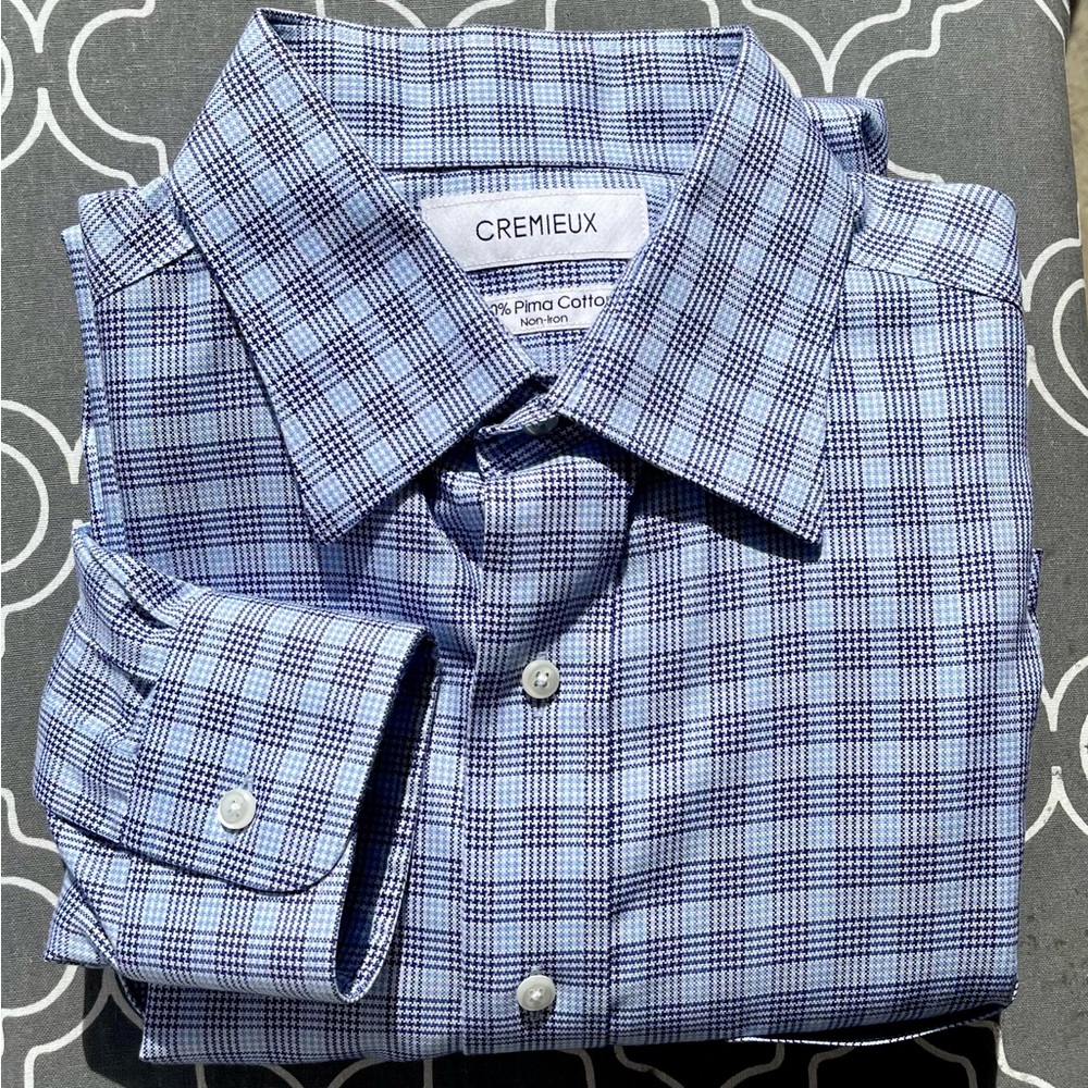Cremieux 100% Pima Cotton Button‑Up Shirt – Size 15½ / 33, EUC